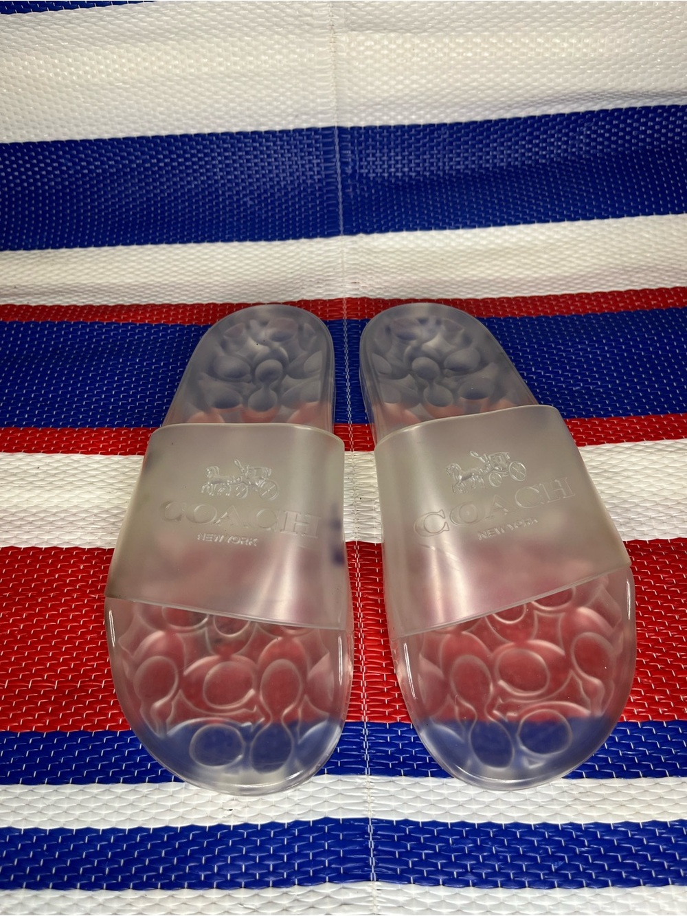 COACH Signature Monogram Crystal Clear Jelly Sandals Slides Women’s Size 7.5 - Picture 9 of 9